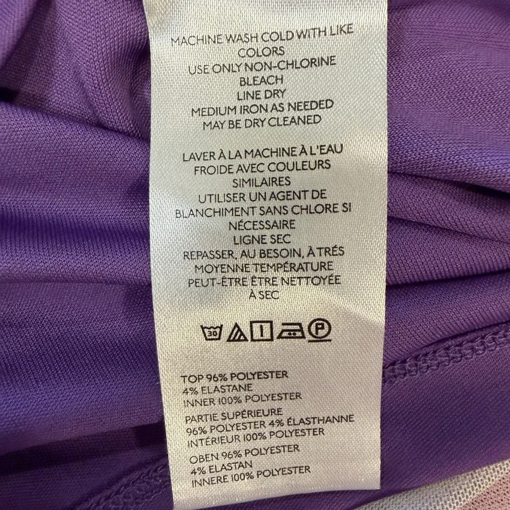 Anthropologie Mesh Top Size Medium Purple Pattern Double Layer Long Sleeve - Picture 12 of 15